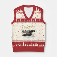 I Am Coming To The Cottage V-Neck Knit Sweater Vest Stupid Canadian Wolf Bird