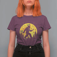 Mardi Gras Bigfoot T Shirt For Women Funny Sasquatch Carnival Trendy Meme
