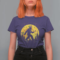Mardi Gras Bigfoot T Shirt For Women Funny Sasquatch Carnival Trendy Meme