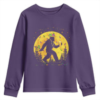 Mardi Gras Bigfoot Youth Sweatshirt Funny Sasquatch Carnival Trendy Meme