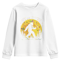 Mardi Gras Bigfoot Youth Sweatshirt Funny Sasquatch Carnival Trendy Meme