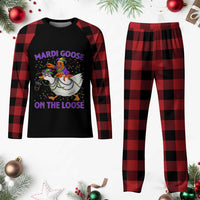Funny Mardi Gras Plaid Pajama Set Goose Crawfish Carnival Trendy Meme