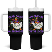 Funny Mardi Gras Tumbler With Handle Goose Crawfish Carnival Trendy Meme