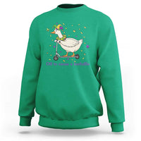 Mardi Gras Silly Goose Sweatshirt Off To Cause A Kerfuffle