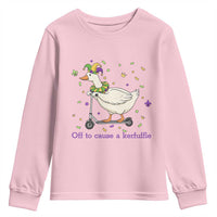 Mardi Gras Silly Goose Youth Sweatshirt Off To Cause A Kerfuffle