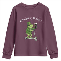 Funny Frog St Patricks Day Meme Youth Sweatshirt Vitamin G Irish Beer