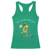 Funny Frog Christian St Patricks Day Racerback Tank Top Off To Find Me Lucky