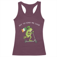 Funny Frog Christian St Patricks Day Racerback Tank Top Off To Find Me Lucky