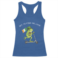 Funny Frog Christian St Patricks Day Racerback Tank Top Off To Find Me Lucky