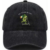 Funny Frog Christian St Patricks Day Washed Cotton Baseball Cap Off To Find Me Lucky