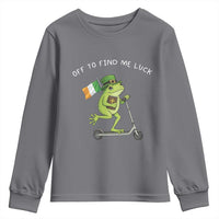 Funny Frog Christian St Patricks Day Youth Sweatshirt Off To Find Me Lucky
