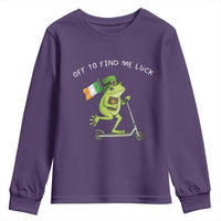 Funny Frog Christian St Patricks Day Youth Sweatshirt Off To Find Me Lucky