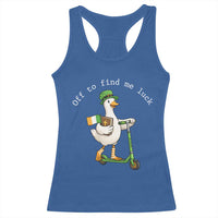 Funny Goose Christian St Patricks Day Racerback Tank Top Off To Find Me Lucky