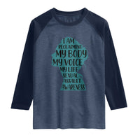 Sexual Assault Awareness Raglan Shirt Women Support Survivors
