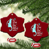 Sexual Assault Awareness Month Ceramic Ornament In April We Wear Teal Ribbon