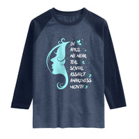 Sexual Assault Awareness Month Raglan Shirt In April We Wear Teal Ribbon