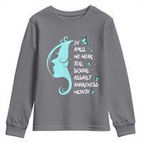 Sexual Assault Awareness Month Youth Sweatshirt In April We Wear Teal Ribbon
