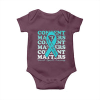 Sexual Assault Awareness Month Baby Onesie Teal Ribbon Consent Matters You Are Not Alone