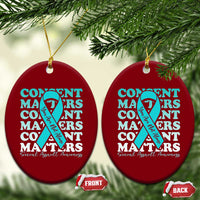 Sexual Assault Awareness Month Ceramic Ornament Teal Ribbon Consent Matters You Are Not Alone