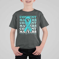 Sexual Assault Awareness Month T Shirt For Kid Teal Ribbon Consent Matters You Are Not Alone