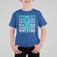 Sexual Assault Awareness Month T Shirt For Kid Teal Ribbon Consent Matters You Are Not Alone