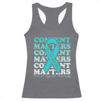 Sexual Assault Awareness Month Racerback Tank Top Teal Ribbon Consent Matters You Are Not Alone