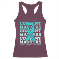 Sexual Assault Awareness Month Racerback Tank Top Teal Ribbon Consent Matters You Are Not Alone