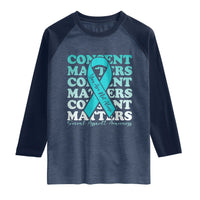 Sexual Assault Awareness Month Raglan Shirt Teal Ribbon Consent Matters You Are Not Alone