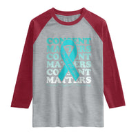 Sexual Assault Awareness Month Raglan Shirt Teal Ribbon Consent Matters You Are Not Alone