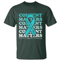 Sexual Assault Awareness Month T Shirt Teal Ribbon Consent Matters You Are Not Alone