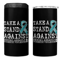 Sexual Assault Awareness Month 4 in 1 Can Cooler Tumbler Stand Against Sexual Assault & Domestic Violence