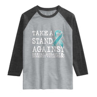 Sexual Assault Awareness Month Raglan Shirt Stand Against Sexual Assault & Domestic Violence