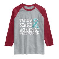 Sexual Assault Awareness Month Raglan Shirt Stand Against Sexual Assault & Domestic Violence