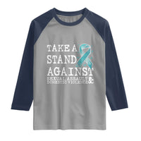 Sexual Assault Awareness Month Raglan Shirt Stand Against Sexual Assault & Domestic Violence