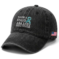 Sexual Assault Awareness Month Washed Cotton Baseball Cap Stand Against Sexual Assault & Domestic Violence