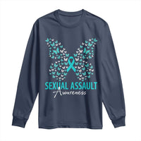 Sexual Assault Awareness Butterfly Ribbon Long Sleeve Shirt
