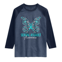 Sexual Assault Awareness Butterfly Ribbon Raglan Shirt
