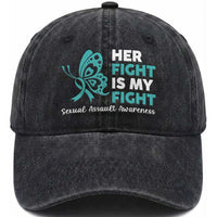 Sexual Assault Awareness Washed Cotton Baseball Cap Her Fight is My Fight