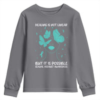 Sexual Assault Awareness Youth Sweatshirt Healing Is Not Linear But It Is Possible