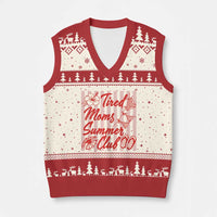 Tired Moms Summer Club V-Neck Knit Sweater Vest Funny Mom Life Beach Vacation
