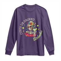 Cinco De Drinko Bitchachos Long Sleeve Shirt Funny Skeleton Drinking Margarita Fiesta Party