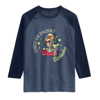 Cinco De Drinko Bitchachos Raglan Shirt Funny Skeleton Drinking Margarita Fiesta Party