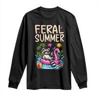 Funny Beach Raccoon Long Sleeve Shirt Feral Summer Vacation Gift