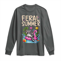 Funny Beach Raccoon Long Sleeve Shirt Feral Summer Vacation Gift