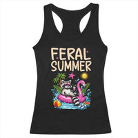Funny Beach Raccoon Racerback Tank Top Feral Summer Vacation Gift