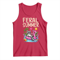 Funny Beach Raccoon Tank Top Feral Summer Vacation Gift