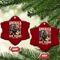 250 Years America Anniversary Ceramic Ornament Vintage President Playing Guitar 4th of July