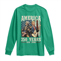 250 Years America Anniversary Long Sleeve Shirt Vintage President Playing Guitar 4th of July