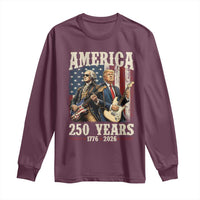 250 Years America Anniversary Long Sleeve Shirt Vintage President Playing Guitar 4th of July