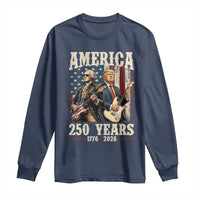 250 Years America Anniversary Long Sleeve Shirt Vintage President Playing Guitar 4th of July